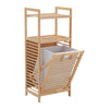 Free Standing Clothes Storage Basket Rack Bamboo Wooden Organizer Corner Hampers