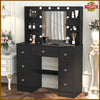 Dressing Table With Led Mirror 7 Drawers Makeup Desk Vanity Table Lights Black