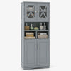 Bathroom Freestanding Pantry Cabinet w/ Adjustable Shelves-Grey