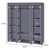 FABRIC CANVAS WARDROBE WITH HANGING RAIL SHELF CLOTHES STORAGE CUPBOARD