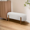 Curly Velvet Faux Fur Bench Padded Footstool Entryway Seat with Wooden Legs
