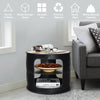 3-Tier Round End Table Coffee Snack Table Rustic Storage Side Table Nightstand