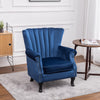 Upholstered Retro Velvet Wing Back Chair Chesterfield Queen Anne Sofa Rivets Arm