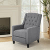 Grey Single Sofa Chair, 140° Reclining Backrest Lounge Armchair with Wooden Legs