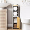 Free Standing Toilet Paper Roll Holder Stand Wood Bathroom Storage Cabinet White