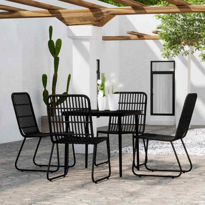 5 Piece Garden Dining Set Black vidaXL