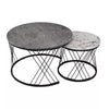 Set of 2 Marble Pattern Top Nesting Coffee Table Side End Table for Living Room