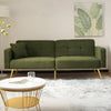Fabric Sofa Bed Love Seat Sofa Settee Couch with Metal Legs & Cushions Green