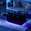 Black LED Coffee Table High Gloss Lift upT Living Room Storage W/ Socket Outlet
