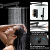 Black Matte Bathroom Faucet Set Square Rainfall/Handheld Shower Water Taps Kit