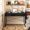 Compact Writing Desk with Heavy-Duty Metal Frame-Black