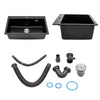 New Inset Quartz Stone Single Double Deep Bowl Kitchen Sink w/Drainer Waste Kit
