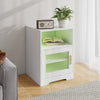 LED Bedside Table RGB Lighted Storage Nightstand Cabinet with Charging Station