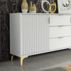 140cm Sideboard Cabinet I Storage Cupboard I Modern Buffet I White I Gold Legs