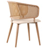 Modern Dining Chairs Set of 2 with Rattan Backrest & Upholstered PU Padded Seat