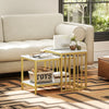 Modern Coffee Table Set of 2, Nesting Tables Side End Tables with Marble-Effect