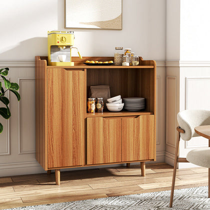 3 Doors Kitchen Storage Cabinet Freestanding Sideboard Cupboard w/4Tier Shelving