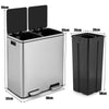 Metal Step Trash Can 60L Step Trash Garbage Can W/Dual Compartments
