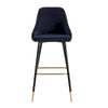 Pair of Bar Stools Kitchen Breakfast Velvet Padded Bar Chair with Metal Legs