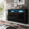 155cm Modern TV Unit Sideboard Cabinet | Black High Gloss Doors | Free LED