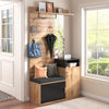 Wardrobe Set with 4 coat Hooks, Mirror, Shoe Cabinet, Wall-mounted Coat Rack