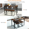 Dining Table Set 4 Piece Bench Stools Industrial Metal Frame Space Saving Brown