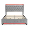 Velvet Upholstered Bed with Headboard 4ft6 Double Bed Frame with Storage Drawers