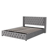 Merax Upholstered Bed Functional Bed from Storage Double Size Grey Velvet