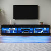 180cm Black LED High Gloss TV Stand Cabinet Unit Stroage Glass Shelves Sideboard