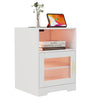 LED Bedside Table RGB Lighted Storage Nightstand Cabinet with Charging Station