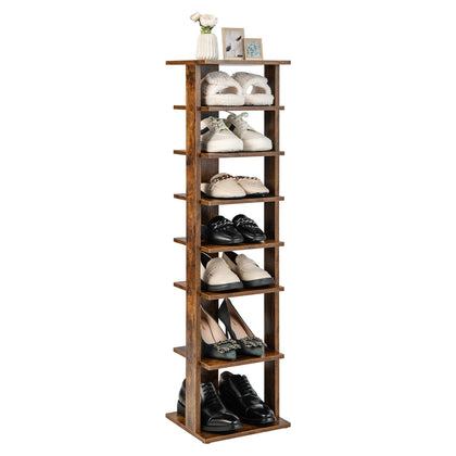 7-Tier Vertical Shoe Rack Shoe Storage Organizer Entryway Industrial Shoe Tower