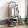 Wooden Open Wardrobe Garment Rack Clothing Hanging Shoe Rack Shelf With Pulley