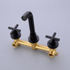 Bathroom Brass 2 Handles Wall Mounted Swivel Spout Sink Faucet Basin Mixer Taps