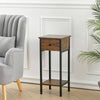 Side Table Rustic End Telephone Table with Drawer Storage Shelves for Any Rooms