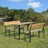 Picnic Bench Set 3-Piece Rectangular Trestle Beer Table Natural Wood Colour