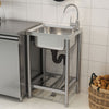 Commercial Stainless Steel Kitchen Catering Sink Single Bowl w/Shelf&Drainer Kit