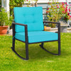 Wicker Rocking Chair Heavy-Duty Steel Patio Rattan Rocker Chair-Turquoise