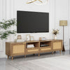 Rattan TV Stand TV Cabinet with 4 Storage Cabinet 2 Open Shelves for Living Room