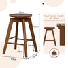 2X 62cm Backless Bar Stools Rubber Wood 360° Swivel Counter Height Bar Chairs