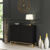 Modern Sideboard I 100cm I Black I Fluted Fronts I Gold Legs I Storage Cabinet