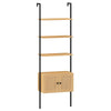 Boho Open Display Shelf Storage Organizer with Rattan Cabinet-Natural