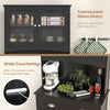Multifunctional Modern Storage Cabinet 4 Doors Cupboard-Black