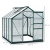6x8ft Walk-In Polycarbonate Greenhouse Plant Grow Galvanized Aluminium