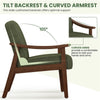 Mid-Century Modern Corduroy Upholstered Accent Chair with Solid Wood Legs Green