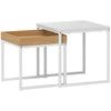 Side End Tables Set of 2 Boxy Nesting Tables Coffee Tables White/Wood-Effect
