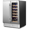 2-in-1 Beverage and Wine Cooler Free-standing & Built-in Dual Zones Wine Fridge