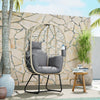 Egg Chair with Cushion, Headrest, Grey, Refurbished