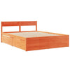 Bed with Drawers and Wax Brown 160x200 Solid Wood Pine G1Y2