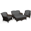 5 PCS Patio Furniture Set Outdoor Rattan Conversation Sofa Set Removable Cushion