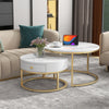 Round Nesting Coffee Table with Storage Drawer Stacking Side Tables Set White